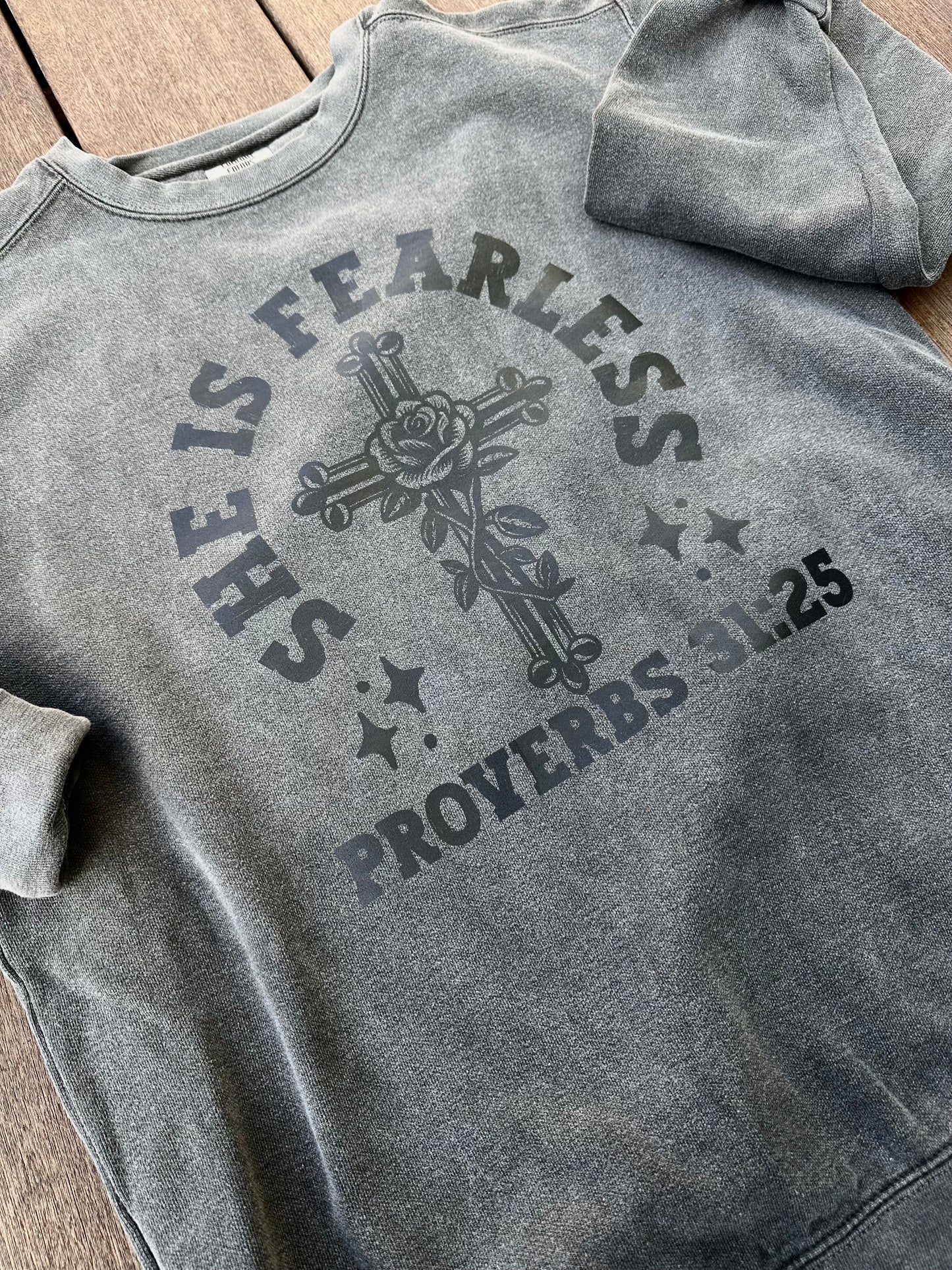 She Is Fearless Comfort Colors Crewneck