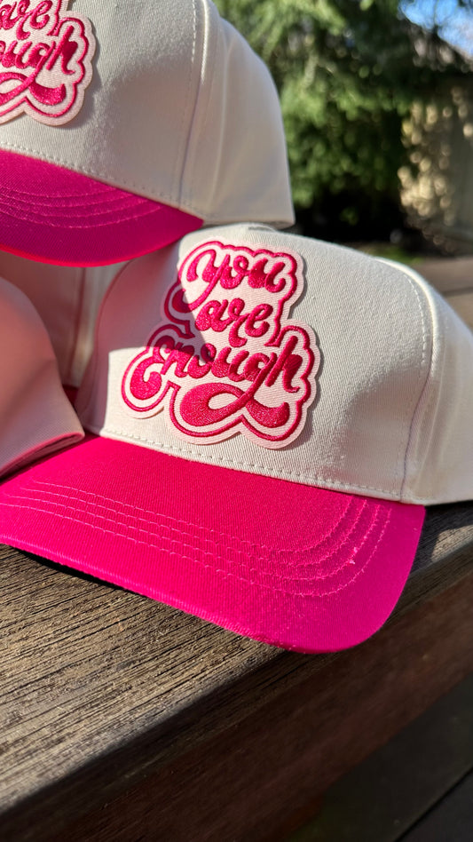 You Are Enough Patch Pink Trucker Hat