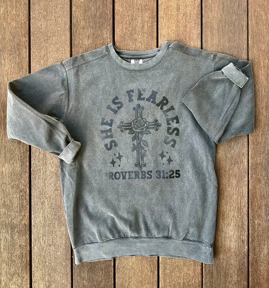 She Is Fearless Comfort Colors Crewneck