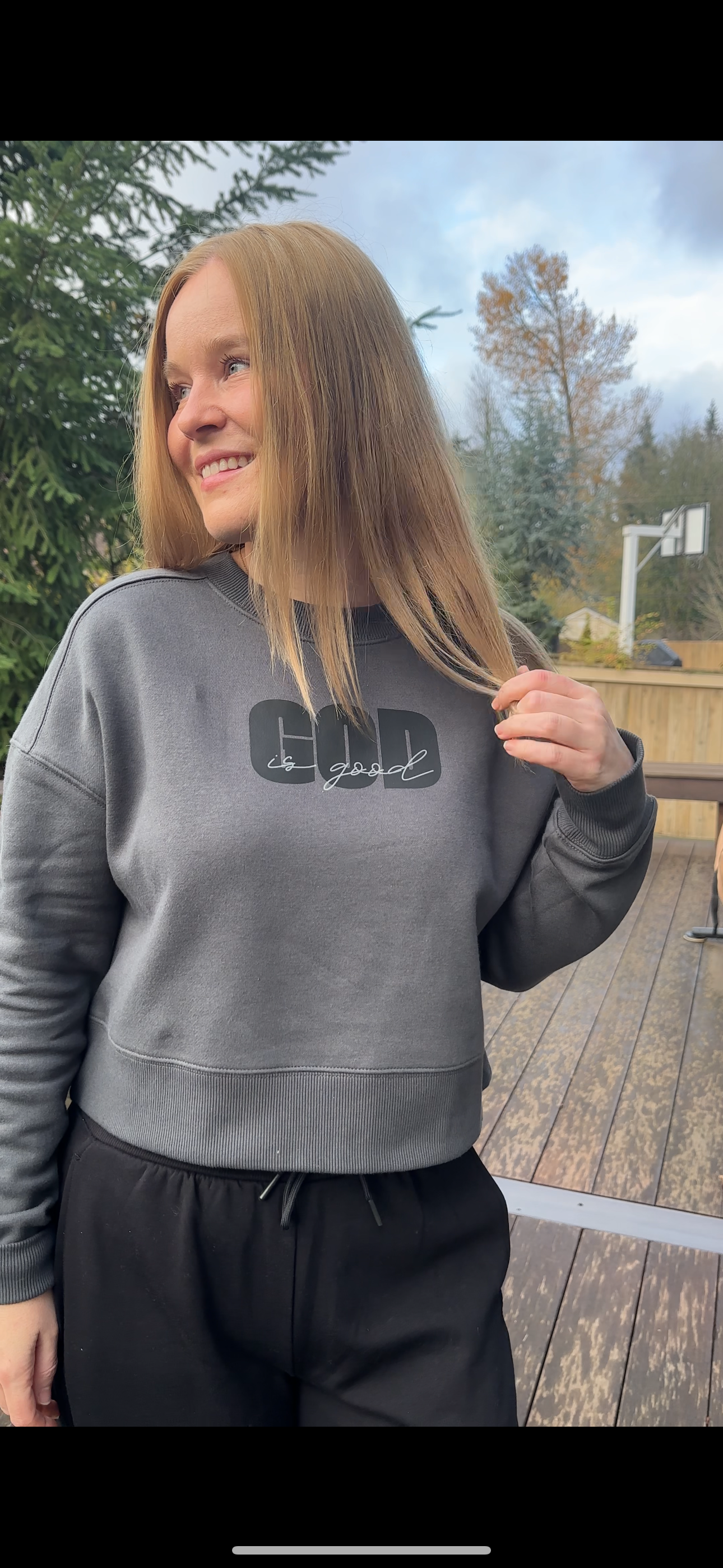 God Is Good Fleece Cropped Crewneck