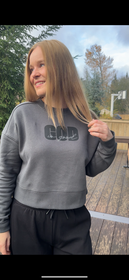 God Is Good Fleece Cropped Crewneck