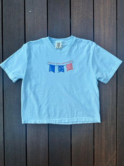 raised with Jesus and freedom T-shirt
