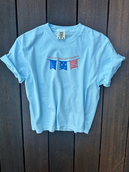 raised with Jesus and freedom T-shirt